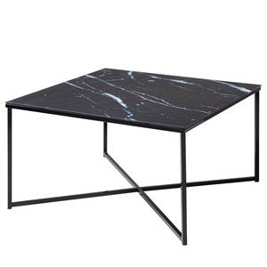 Table basse Katori II Verre / Métal - Imitation marbre noir / Noir