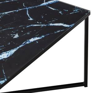 Salontafel Katori II glas/metaal - marmeren look - Imitatie zwart marmer/Zwart