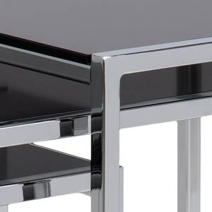 Tables gigognes Robin (lot de 3) Plateau en verre noir - Structure chrome