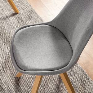 Gestoffeerde stoel ALEDAS geweven stof/massief rubberboomhout - Geweven stof Cors: Granietkleurig - Bruin - 2-delige set