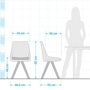 Polsterstuhl ALEDAS Webstoff Cors: Dunkelgrau - Braun - 2er Set