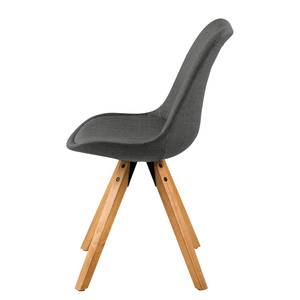 Gestoffeerde stoel ALEDAS geweven stof/massief rubberboomhout - Geweven stof Cors: Donkergrijs - Bruin - Set van 2