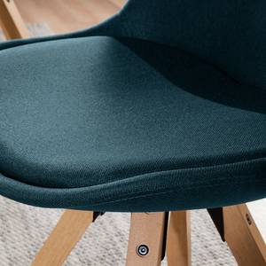 Gestoffeerde stoel ALEDAS geweven stof/massief rubberboomhout - Geweven stof Cors: Jeansblauw