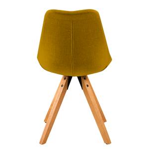 Gestoffeerde stoel ALEDAS geweven stof/massief rubberboomhout - Geweven stof Cors: Kerriegeel - Bruin - 2-delige set
