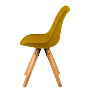 Gestoffeerde stoel Aledas II geweven stof/massief rubberboomhout - Geweven stof Cors: Kerriegeel - Bruin - 2-delige set