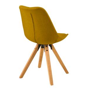 Chaises capitonnées Aledas II Tissu / Caoutchouc massif - Tissu Cors: Jaune curry - Marron - Lot de 2