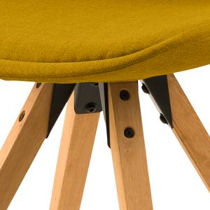 Gestoffeerde stoel Aledas II geweven stof/massief rubberboomhout - Geweven stof Cors: Kerriegeel - Bruin - 2-delige set
