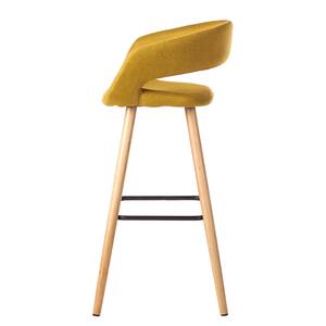 Chaises de bar Volda (lot de 2) Tissu / Chêne massif - Jaune curry