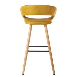 Chaises de bar Volda (lot de 2) Tissu / Chêne massif - Jaune curry