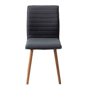 Gestoffeerde stoel Kean I geweven stof/massief eikenhout - Donkergrijs - 2-delige set
