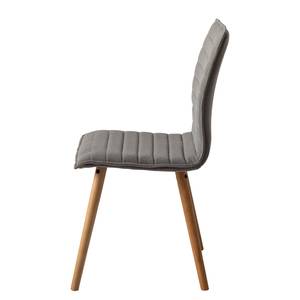 Chaise capitonnée Kean I Tissu / Chêne massif - Gris - Lot de 2