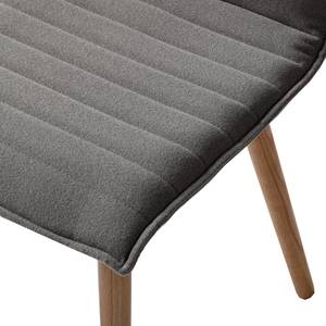 Chaise capitonnée Kean I Tissu / Chêne massif - Gris - Lot de 2