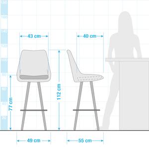 Chaise de bar ALEDAS coque en plastique Imitation cuir / Hévéa massif - Gris