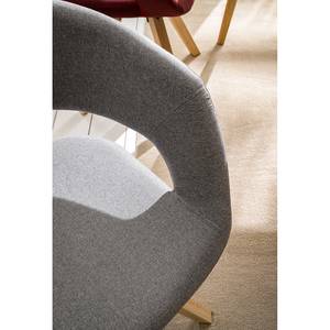 Sedia con braccioli Buggio Tessuto / Albero della gomma massello - Tessuto Cors: granito - 1 sedia