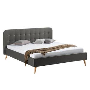 Letto imbottito Klink II Tessuto - Grigio scuro - 180 x 200cm