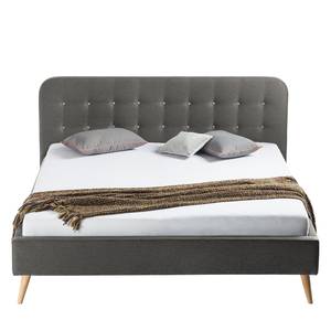 Letto imbottito Klink II Tessuto - Grigio scuro - 180 x 200cm