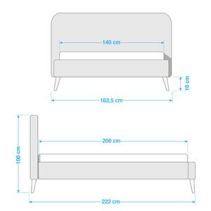 Lit capitonné Klink II Tissu - Bleu foncé - 140 x 200cm