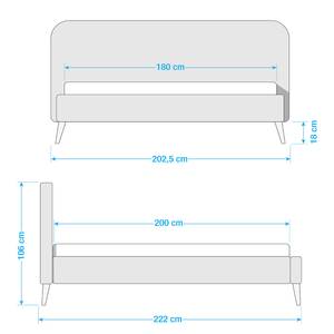 Lit capitonné Klink II Tissu - Bleu foncé - 180 x 200cm