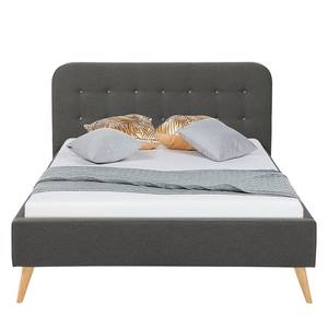 Gestoffeerd bed Klink II geweven stof - Donkergrijs - 160 x 200cm