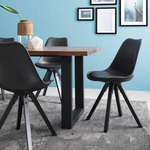 Sedia sala da pranzo ALEDAS materiale sintetico / legno massello di fico di caucciù - Nero - Nero - Set da 2