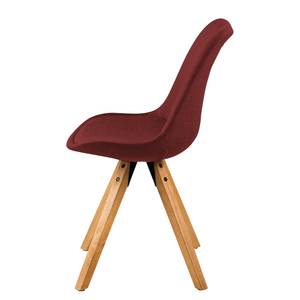 Chaises capitonnées Aledas II Tissu / Caoutchouc massif - Tissu Cors: Rouge foncé - Lot de 2