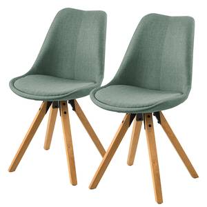 Sedia imbottita ALEDAS Tessuto Cors: grigio menta - Marrone - Set da 2