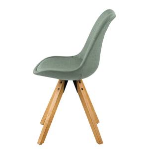 Gestoffeerde stoel ALEDAS geweven stof/massief rubberboomhout - Geweven stof Cors: Mintgrijs - Bruin - Set van 2