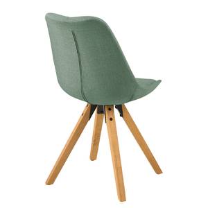 Gestoffeerde stoel ALEDAS geweven stof/massief rubberboomhout - Geweven stof Cors: Mintgrijs - Bruin - 2-delige set