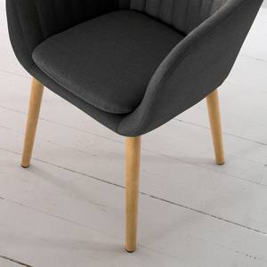 Chaises à accoudoirs TILANDA Tissu / Chêne massif - Tissu Cors: Gris foncé - 1 chaise