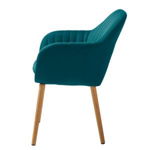 Chaises à accoudoirs TILANDA Tissu / Chêne massif - Tissu Cors: Pétrole - 1 chaise