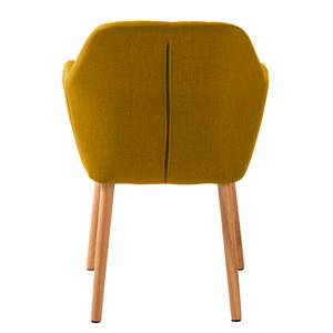 Chaises à accoudoirs TILANDA Tissu / Chêne massif - Tissu Cors: Jaune curry - 1 chaise