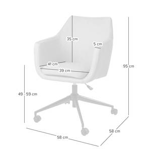 Chaise de bureau pivotante NICHOLAS Tissu / Métal - Gris clair / Noir - Gris clair - Tissu Cors: Granite - Noir