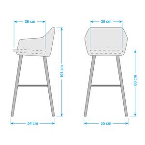 Chaise de bar NICHOLAS Tissu - Chêne massif - Lot de 2