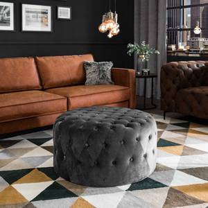 Pouf Bayard Velours - Gris foncé - Largeur : 80 cm