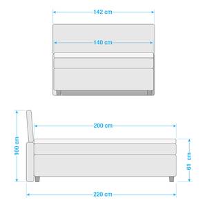 Lit boxspring Color Box Tissu - 140 x 200cm - D2 souple