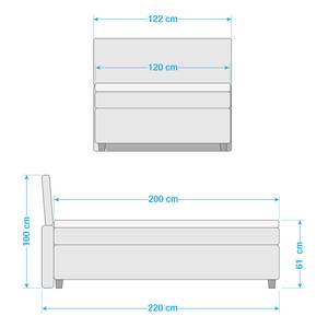 Lit boxspring Color Box Tissu - 120 x 200cm - D3 medium