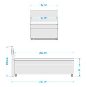 Boxspringbett Color Box Webstoff - 90 x 200cm - H2