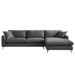 Ecksofa Mailín Webstoff Basalt - Longchair davorstehend rechts