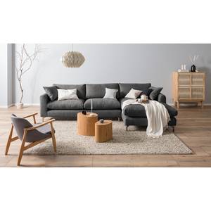 Ecksofa Mailín Webstoff Basalt - Longchair davorstehend rechts