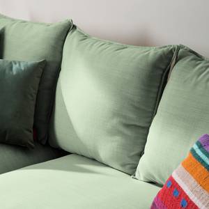 Ecksofa XL Lavina Webstoff Stoff Moretey: Mint - Ottomane davorstehend links