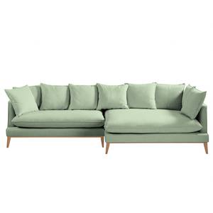 Ecksofa XL Lavina Webstoff Stoff Moretey: Mint - Ottomane davorstehend rechts