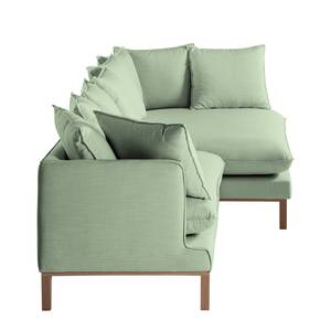 Ecksofa XL Lavina Webstoff Stoff Moretey: Mint - Ottomane davorstehend rechts