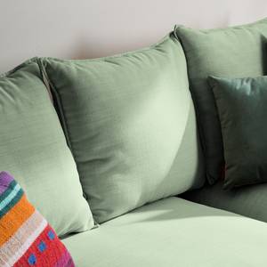 Ecksofa XL Lavina Webstoff Stoff Moretey: Mint - Ottomane davorstehend rechts