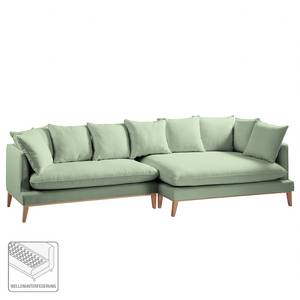 Ecksofa XL Lavina Webstoff Stoff Moretey: Mint - Ottomane davorstehend rechts