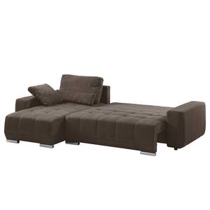 Ecksofa Galilea Microfaser - Longchair davorstehend rechts - Microfaser Bobil: Braungrau