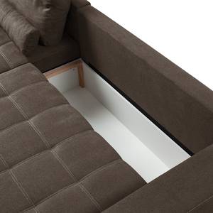 Ecksofa Galilea Microfaser - Longchair davorstehend rechts - Microfaser Bobil: Braungrau