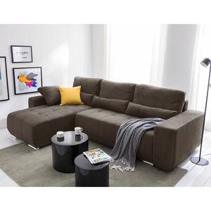 Ecksofa Galilea Microfaser - Longchair davorstehend rechts - Microfaser Bobil: Braungrau