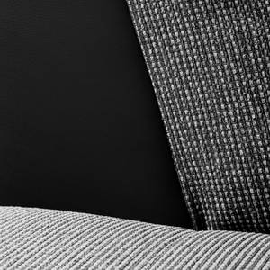 Canapé panoramique Puntiro I Imitation cuir / Tissu structuré - Cuir synthétique Lilo / Tissu structuré Satur: Noir / Platine - Méridienne courte à droite / longue à gauche (vue de face)