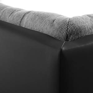 Canapé panoramique Puntiro I Imitation cuir / Tissu structuré - Cuir synthétique Lilo / Tissu structuré Satur: Noir / Platine - Méridienne courte à gauche / longue à droite (vue de face)
