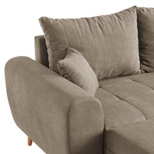 Ecksofa Capstone Microfaser - Microfaser Sole: Taupe - Ottomane davorstehend rechts - Mit Hocker